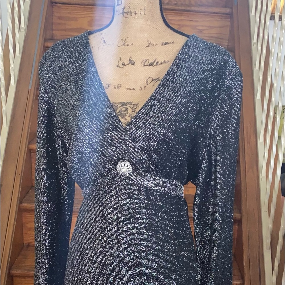 Source Unknown Black and Silver Maxi Dress